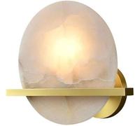 SSBHDM 7.8 Inch Round Alabaster Wall Light, Nordic Industrial Style Wall Lamp, E14 Light Source Marble Wall Sconce, Restaurant Living Room Balcony Wall Mounted Lighting Fixtures