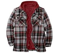 SSBZYES Mens Shirts Mens Long-Sleeved Shirts Thick Cotton-Padded Clothes Large Size Shirts Plaid Long-Sleeved Loose Hooded Jacket Jackets Long-Sleeved Shirts Red