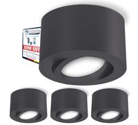 SSC-LUXon CELI-1N Surface-Mounted Spotlight Pivoting Flat Ceiling Spotlight Round Anthracite Socket for 1x Module Small and Round Ceiling Light Pack of 4
