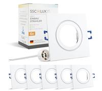 SSC-LUXon QW-2 Square Recessed Spotlight IP44 - Set of 6 GU10 Spotlights, Compatible with LED Module, 57-80 mm Cut, Bathroom & Kitchen