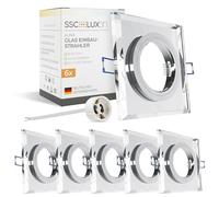SSC-LUXon Recessed Spotlight Frame Glass Square Mirrored Socket for GU10 & Module Ceiling Recessed Light Hole Size 60-70 mm Pack of 6