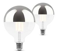 SSC-LUXon Sino Mirror Head LED E27 Globe XL Silver 5 W Warm White Pack of 2