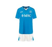 SSC NAPOLI Junior Home Match Set, EA7 Official Product, Replica Football Jersey and Shorts for Children 2024/2025-10 Years