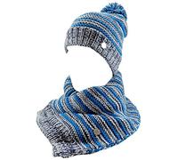 SSC Napoli Men's Winter Hat Set with Pom Poms + Matching Scarf Official Product for Men and Women Deluxe Quality