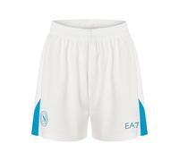 SSC NAPOLI Pantaloncino Gara Home Ea7 Football Shorts, White/Light Blue, M Corto