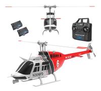 Ssccgym C138 Bell206 Remote Controlled Helicopter Aircraft Plane RC Heli Aileronless 6CH 6-Axis Gyroscope Altitude Hovering Add Optical Flow Localization 2Battery for Adults Beginners (Red)