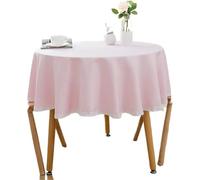 SSDDLZEQ Round Tablecloth - 1 Piece Solid Color Cotton-Linen Lace Table Cover(Pink,160cm)