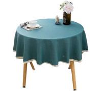 SSDDLZEQ Round Tablecloth 1 Piece Solid Cotton Linen Lace Table Cover(240cm)