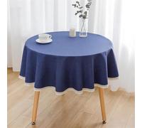 SSDDLZEQ Round Tablecloth - 1 Piece Solid Cotton Linen Lace Table Cover for Dining Room Tea Table Decoration(160cm)