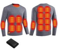 SSDDLZEQ Warm clothing 16-Zone Heated Underwear Shirt Thermal Base Layer with Three-Level Temperature Adjustment for Men(Gris,XXL)