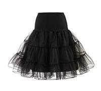 SSDH 1950s Retro Rockabilly Underskirt Swing Vintage Tulle Tutu Petticoat Skirt Half Slips (UK, Alpha, M, Regular, Regular, Black)