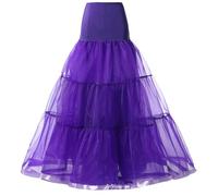 SSDH A-Line Long Swing Elastic Waist Skirt Petticoat Crinoline Half Slips For Wedding Evening Gowns (UK, Alpha, M, Regular, Regular, Purple)