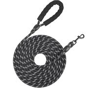 SSDH Long Dog Leash 16/32/49/65FT Heavy Duty Nylon Dog Leash That Won't Get Tangled with Comfort Handle and Reflective Strips Suitable for Medium and Large Dogs (Black, 16FT)
