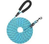 SSDH Long Dog Leash 16/32/49/65FT Heavy Duty Nylon Dog Leash That Won't Get Tangled with Comfort Handle and Reflective Strips Suitable for Medium and Large Dogs (Blue, 16FT)