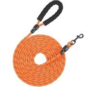 SSDH Long Dog Leash 16/32/49/65FT Heavy Duty Nylon Dog Leash That Won't Get Tangled with Comfort Handle and Reflective Strips Suitable for Medium and Large Dogs (Orange, 49FT)