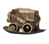 SSDH Unisex Gothic Steampunk Top Hats with Goggle Gear Halloween Hat Headwear (Style-1, 60-61CM)