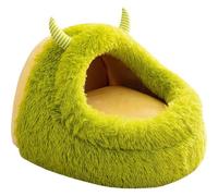 SSDHUA Autumn and Winter Cat Bed Semi-Enclosed Plush Warm Thickened Little Monster Cat Bed Indoor High Cushion Deep Sleep Dog Bed Small and Medium Dog Cat Bed Pet Bed (M,Green)