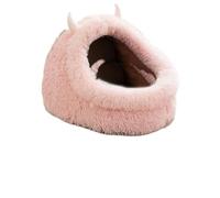 SSDHUA Autumn and Winter Cat Bed Semi-Enclosed Plush Warm Thickened Little Monster Cat Bed Indoor High Cushion Deep Sleep Dog Bed Small and Medium Dog Cat Bed Pet Bed (M,Pink)