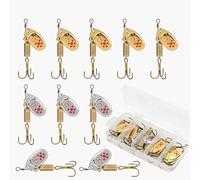 Ssdkpe 10Pcs Trout Spinners, Spinner Bait Set, Fishing Spinners Lures Baits, Gold Silver Fishing Lure, Hard Metal Spinner Baits, Spinnerbait Smooth Spoons Rigs, Saltwater Treble Hooks For Salmon Bass