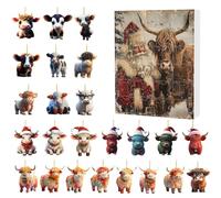 Ssdkpe Highland Cow 2024, Christmas 2024, 24 Days Of Christmas With Highland Cow Christmas Ornament, Cute Highland Cow Christmas Ornaments Pendant