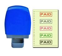 SSEELL Paid Self Inking Rubber Flash Stamp Self-Inking Pre-Inked RE-inkable Office Work Company School Stationary Stamps with Frame Line - Black Ink Color