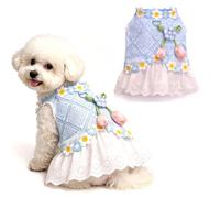 SSEISS Summer Dog Dress, Cat Rose Flower Tutu Skirt, Pooch Mesh Tulip Dresses, Pet Cute Princess Skirts, for Most Cats, Puppy, Small and Medium Dogs (Blue, XX-Large)