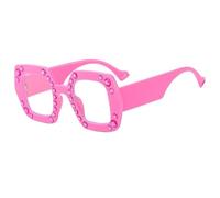 SSFVTTL Oversized Geometric Eyeglasses Frame for Women Fashion Thick Frame Rhinestone Decor Comfortable Fit Stylish Eyewear