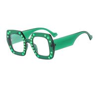 SSFVTTL Oversized Geometric Eyeglasses Frame for Women Fashion Thick Frame Rhinestone Decor Comfortable Fit Stylish Eyewear