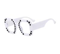 SSFVTTL Oversized Geometric Eyeglasses Frame for Women Fashion Thick Frame Rhinestone Decor Comfortable Fit Stylish Eyewear