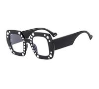 SSFVTTL Oversized Geometric Eyeglasses Frame for Women Fashion Thick Frame Rhinestone Decor Comfortable Fit Stylish Eyewear