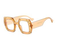 SSFVTTL Oversized Geometric Eyeglasses Frame for Women Fashion Thick Frame Rhinestone Decor Comfortable Fit Stylish Eyewear