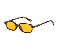 SSFVTTL Small Rectangle Sunglasses Women Fashion Candy Color Rivets Men Punk Eyewear Uv400(Leopard-Orange.)