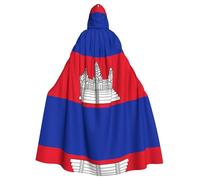 ssghnnm Cambodia Flag Printed hooded cape, adult lightweight cape for role-playing costumes, Halloween costumes