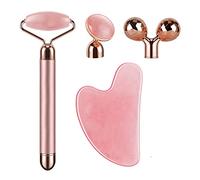 SSGP 4-in-1 Face Massager and Gua Sha Set for Women, Rose Quartz Facial Roller, Electric Eye Massager Tool