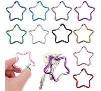 Ssguopte 10Pcs Star Carabiner, 2" Aluminum Alloy Carabiner Clip, Spring Snap Hook Star Keychain Camping Accessories Buckle Camping Accessories Buckle for Outdoor Hiking Traveling