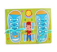 Ssguopte 1PC Kids Wood Shoe Lace Lacing Sneaker Board Learn To Tie A Shoe Educational Learning Wooden Puzzle Peg Board Toys Practice Fine Motor Skills For Kids Ages 3 And Up(Blue)