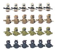 Ssguopte 24PCS Soldier Action Figures, Plastic Mini Army Action Figures, Easy to Assemble Toy Soldiers with Machine Gun, Helmet, Headphone and Vestfor Kids History Lovers Gifts