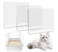 Ssguopte 3Pcs Litter Box Splash Guard, Transparent PET Thicken Cat Litter Box Shield, Easy Clean Splash Guard for Open Top Pee Pan, Only Cover