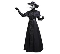 Ssguopte Adult Plague Doctor Costume Punk Style with Hat Mask Gloves Dress Belt Hood Halloween (XL)