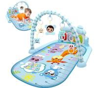 Ssguopte Baby Activity Center with Music & Light Safe & Easy Baby Gym Play Mat with Rattle Pendant Removable Play Mat with Adjustable Board for Newborns and Toddlers Blue