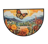 Ssguopte Bathroom rugs, Kitchen rugs, Half Moon Rug, Retro Flowers Butterfly Rug, 24x35 Inch Indoor Outdoor Rugs, Non-slip & Washable Indoor Front Door Mat House for Kitchen Living Room Entry