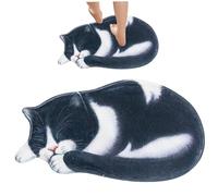 Ssguopte Cat Rug 30x16 Inch Irregular Cute Sleeping Cat Shaped Rug Non-slip & Washable Soft Cat Area Rug for Children Girl Bedroom Entry Living Room Decoration