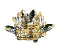 Ssguopte Crystal Lotus Flower 2.36 Inches Sparkle Lotus Flower Craft Decorative Yellow Glass Flowers Creative Feng Shui Decor Delicate Lotus Craft Gifts for Home, Birthday and Wedding