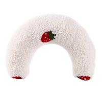 Ssguopte Dog Calming Pillow, U-shaped Strawberry Pattern Pillow for Cat, 9.5x8 Inch Cotton Stuffed Polyester Pet Pillow for Better Sleep, Relax & Rest