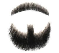 Ssguopte Fake Beard Human Hair, Realistic Invisible Mustache, Lace Beard for Men (Black) Halloween Cosplay and Costume Party