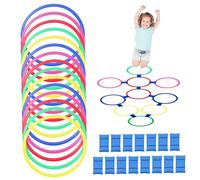 Ssguopte Hopscotch Rings 15PCS 15 Inch Multi Colored Outdoor DIY Obstacle Course Kids 2+ Non Slip Play Equipment