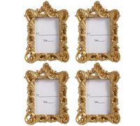 Ssguopte Premium Mini Gold Frames 4Pcs 4.5x3.4x0.6 Inch Mini Picture Frames Resin & Acrylic Mini Vintage Frames Decorative Picture Frames for Home, Office, Desktop