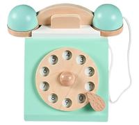 Ssguopte Retro Phone Classic Wooden Realistic Vintage Phone Funny Pretend Play Toy Telephone Interactive Learning Old for Children Kids Girls Boys Gifts, Blue