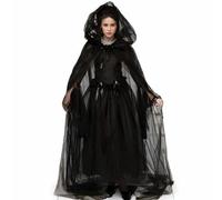 Ssguopte Vintage Witch Ghost Bride Costume (Black) Embroidered Renaissance Halloween Dress for Haunted Cosplay