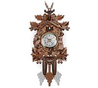 Ssguopte Wooden Cuckoo Clock for Wall - Vintage Bird Pendulum with Adjustable Button, Battery Operated Hanging for Living Room Decor